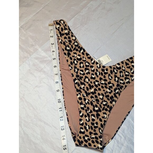 Aerie Swim Womens Cheekier Bikini Bottom High Cut Cheetah Print Brown Black XL - Picture 11 of 13